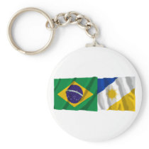 Tocantins & Brazil Waving Flags Key Chain