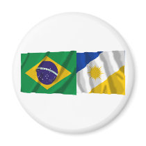 Tocantins & Brazil Waving Flags Refrigerator Magnets