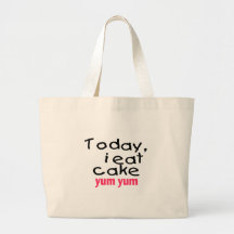 Today I Eat Cake Yum Yum (pink) Canvas Bags