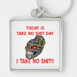 Today Is Take No Shit Day! Skull Hand Grenade Keychains