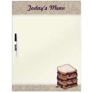 Today's Menu Peanut Butter and Jelly Sandwiches Dry Erase Board