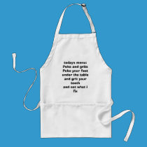 todays menu poke and grits aprons