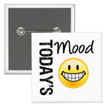 Today's Mood Very Happy Emoticon Pinback Button
