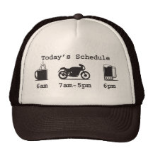 Today's schedule - Coffee, 2wheels, & beer hat