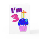 Toddler Birthday "I'm 3"---Adorable Cupcake Design cards