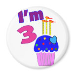 Toddler Birthday "I'm 3"---Adorable Cupcake Design Magnet