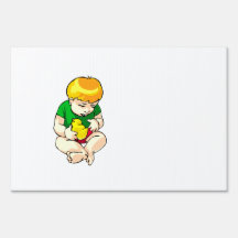 toddler holding chick green shirt.png lawn signs