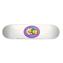 toddler holding chick purple oval.png skate board deck