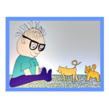 toddler n kittens POSTCARD