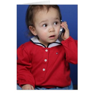Toddler on Cell Phone card