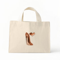 Toffee Stiletto High Heel Shoe and 3D Heart Bag