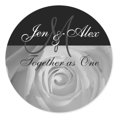 Together as One Names with Rose Photo Round Stickers