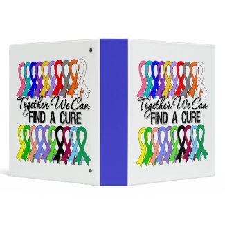 Together We Can Find A Cure CANCER RIBBONS Binders binder