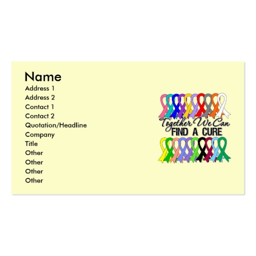Together We Can Find A Cure CANCER RIBBONS Business Card (front side)
