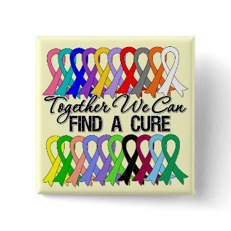 Together We Can Find a Cure Cancer Ribbons button