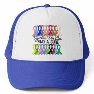 Together We Can Find a Cure Cancer Ribbons hat