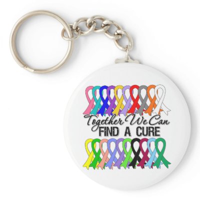 Together We Can Find a Cure Cancer Ribbons Keychains