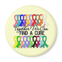 Together We Can Find a Cure Cancer Ribbons Fridge Magnets