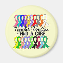 Together We Can Find a Cure Cancer Ribbons Fridge Magnets