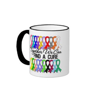 Together We Can Find a Cure Cancer Ribbons mug