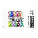 Together We Can Find a Cure Cancer Ribbons stamps