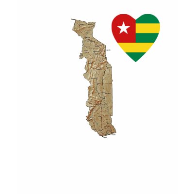 Togo Flag Heart and Map T-Shirt by FlagAndMap