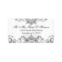 Toile Black n White Damask Swirl Wedding Labels