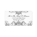 Toile Black n White Damask Swirl Wedding Labels