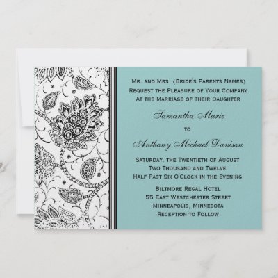 Toile Blue and White Wedding Invitations by cutencomfy