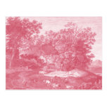 Toile de Jouy Shabby Pink Pastoral Landscape Post Card