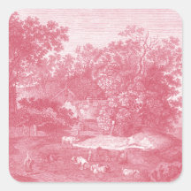 Toile de Jouy Shabby Pink Pastoral Landscape Stickers
