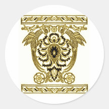 Toile de Jouy, The Parrots block print in Sepia To Stickers