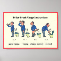 Toilet Brush Instructions Poster