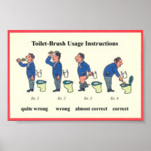 Toilet Brush Instructions Poster