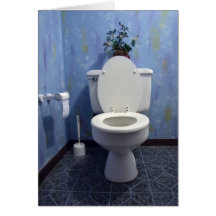 Toilet in bathroom greeting card