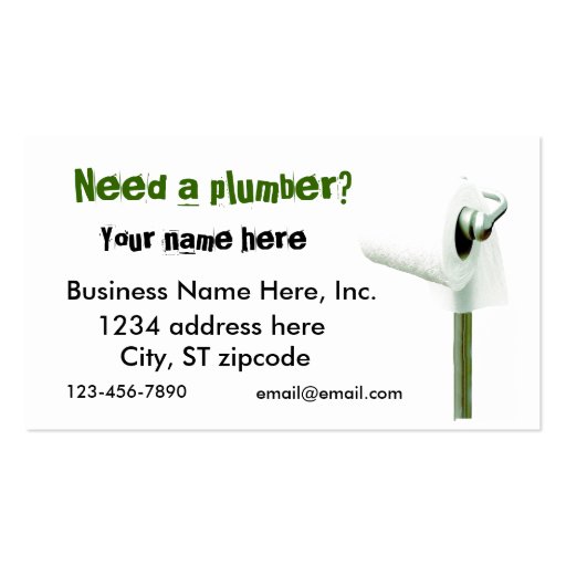 toilet paper, Need a plumber? Business cards