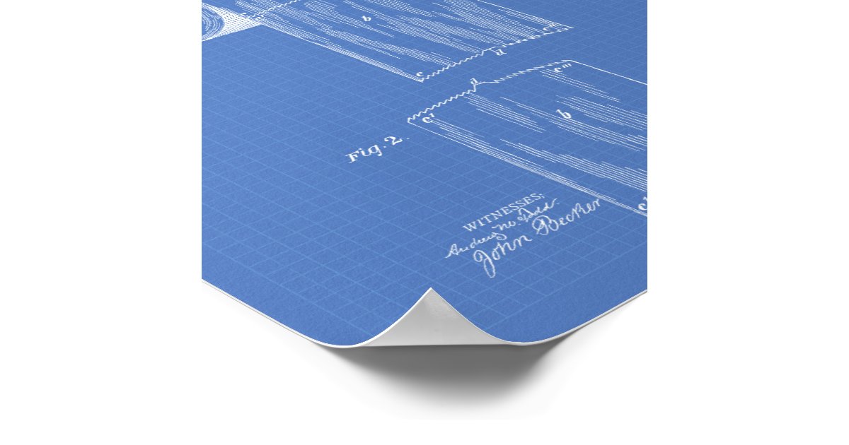 Toilet Paper Roll 1891 Patent Art Blueprint Poster Zazzle