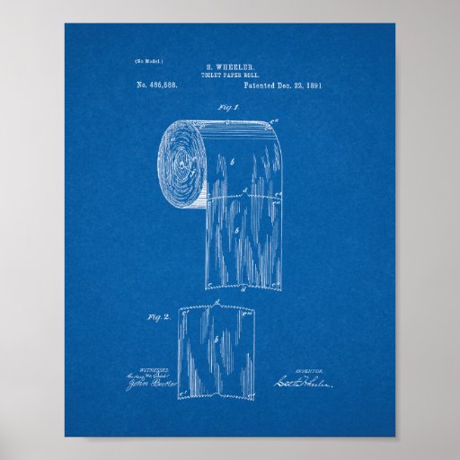 Toilet Paper Roll Patent Blueprint Poster Zazzle