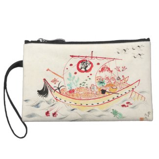 Tokuriki Tomikichiro Treasure Ship watercolor art Wristlet Clutches