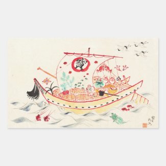 Tokuriki Tomikichiro Treasure Ship watercolor art Sticker