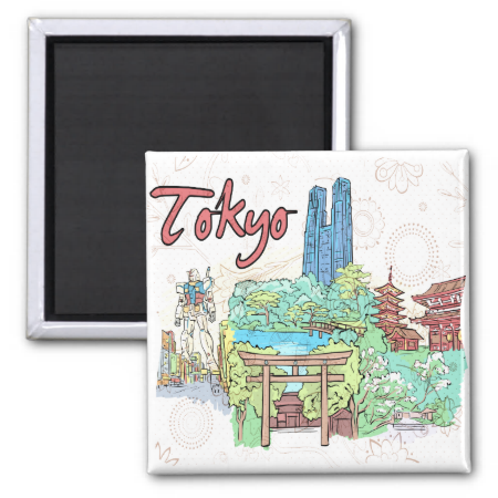 Tokyo 2 Inch Square Magnet