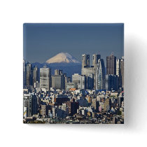 Tokyo, Shinjuku District Skyline, Mount Fuji, Button