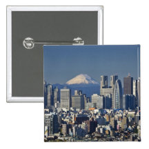 Tokyo, Shinjuku District Skyline, Mount Fuji, Button