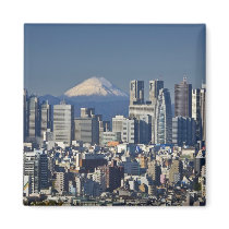 Tokyo, Shinjuku District Skyline, Mount Fuji, Refrigerator Magnet