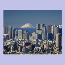 Tokyo, Shinjuku District Skyline, Mount Fuji, postcards