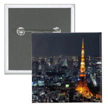 Tokyo Tower by Night Pinback Buttons