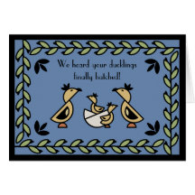Tole Twin Duckling Baby Boys Congratulations Card