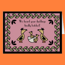 Tole Twin Duckling Baby Girls Congratulations Card cards