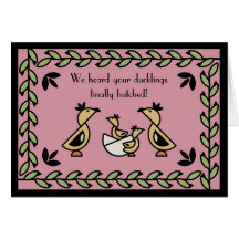 Tole Twin Duckling Baby Girls Congratulations Card