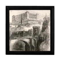 Toledo Landmark Fortress Cityscape Vintage Art Trinket Box